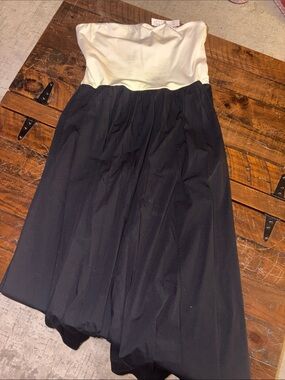 J. Crew Two-Tone Black and Cream Strapless Circle Skirt